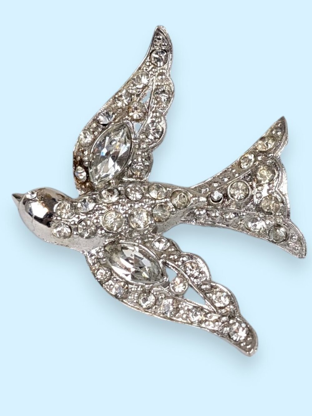 Vintage Coro Rhinestone Bird Brooch